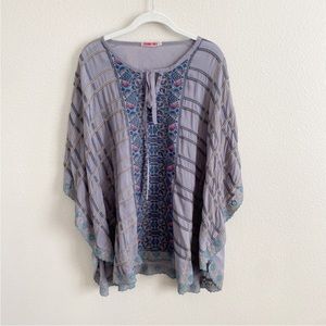 Johnny Was Peta Split V Embroidered Tunic Top